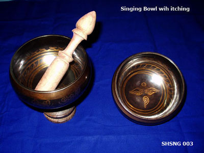 Tibetan singing bowl Design by Etching process